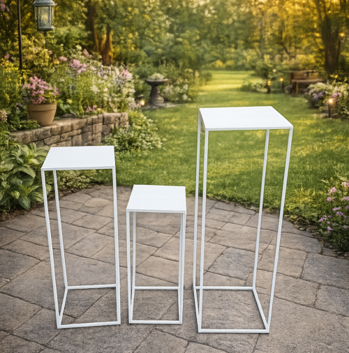 White Pedestal Display Stands (Set of 3)